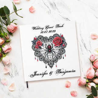 D'or Romantique gothique Mariage livre d'invité avec Sp
