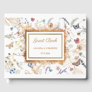 D'or Rose Gold Butterfly Garden Mariage Livre d'invité