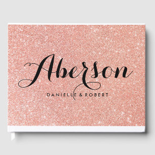 D'or Rose Gold Elegant Script Mariage livre d'hôtes