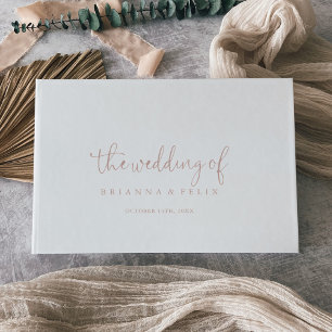 D'or Rose Gold Fancy Script Mariage livre d'hôtes