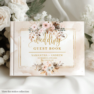 D'or Rustic Blush Pink Gold Automne Mariage livre d'hôt
