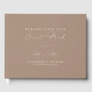 D'or Sable et ivoire Élégant minimaliste Mariage livre