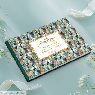 D'or Shabby Chic Dark Green et Gold Mariage livre d'hôt