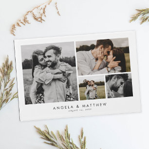 D'or Simple Modern Four Photo Mariage livre d'hôtes