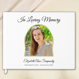 D'or Superbe photo Memorial Funeral Livre blanc d'invit