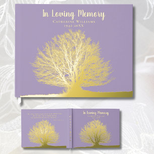 D'or Tree Foil Funeral Livre D'Invité En Mémoire Amoure