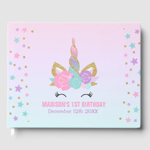 D'or Unicorn Anniversaire Livre d'hôtes 1er Anniversair