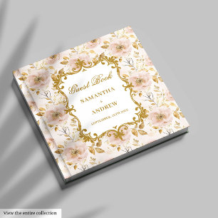 D'or Unique Blush Gold Boho Mariage Livre d'invité sign