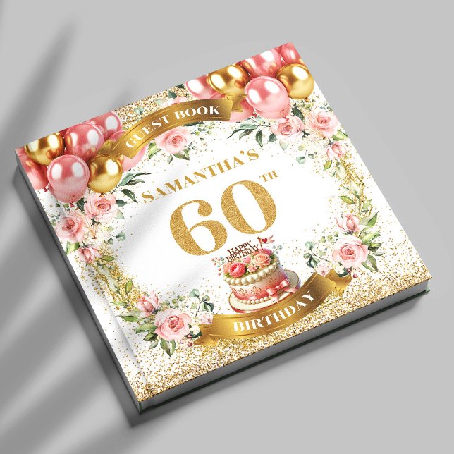 D'or Vibrant Boho 60e Anniversaire Livre d'invité Bloom (Vibrant Boho 60th Birthday Guest Book Bloom Accent

)