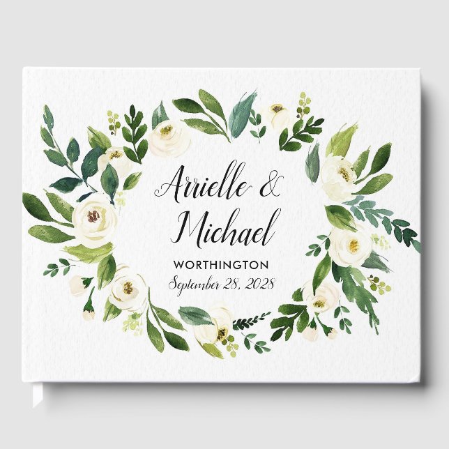 D'or Vintage Floral Greenery Jardin Mariage Livre d'inv (Recto)