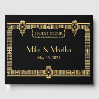 D'or Vintage Great Gatsby Art Déco Mariage Livre d'hôte