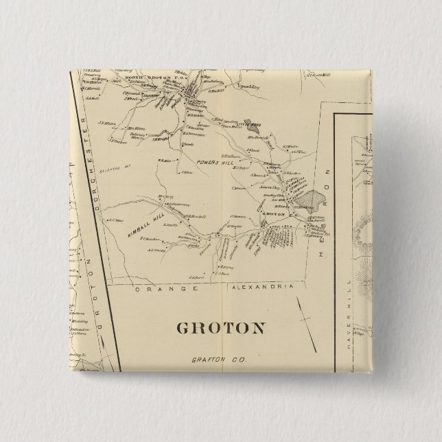 Dorchester, Groton, Benton 2 Inch Square Button (Front)