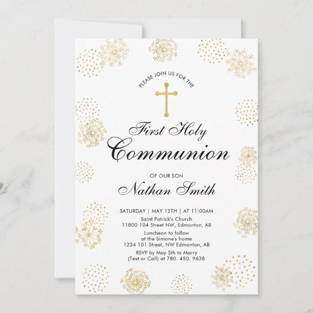 Doré | Boy First Holy Communion Invitation (Devant)