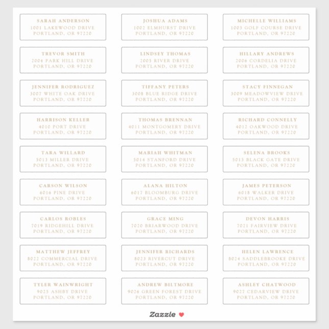 Doré | Étiquettes de adresse individuels (Feuille)