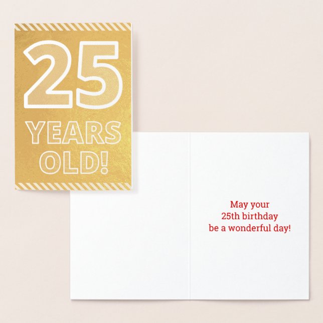 Dorée 25ème anniversaire : Audacieux "25 ans !" Carte Go (Affichage)