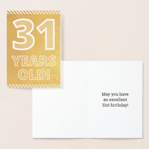Dorée 31e anniversaire : Audacieux "31 ANS !" Carte Gold
