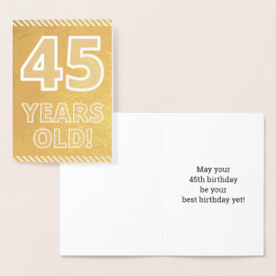 Dorée 45ème anniversaire : audacieux "45 ans !" Carte Go