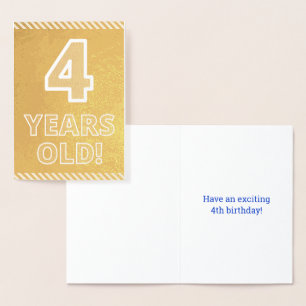 Dorée 4ème anniversaire - Audacieux "4 ans !" Carte Gold