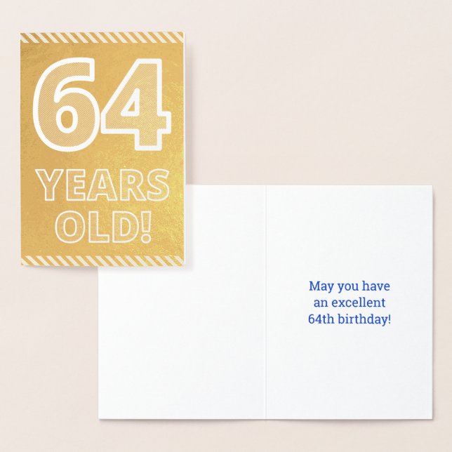 Dorée 64ème anniversaire : Bold "64 ans !" Carte Gold Fo (Affichage)