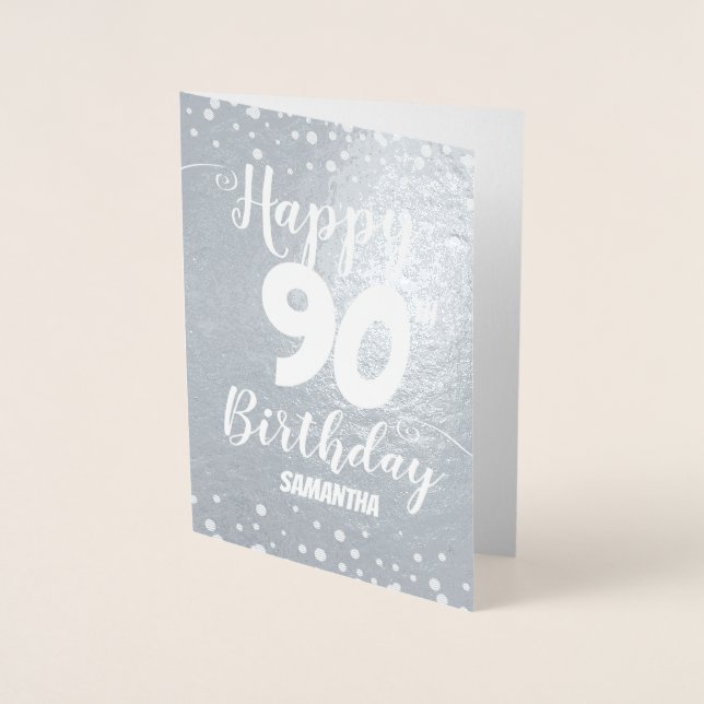 Dorée 90e Carte Foil Personnalisée Anniversaire (Devant)