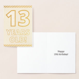 Dorée Audacieuse, Huile d'or "13 ANS !" Carte d'annivers