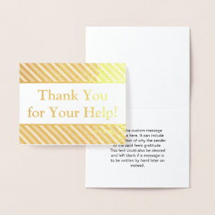 Dorée Bold Gold Foil "Merci pour votre aide" Carte