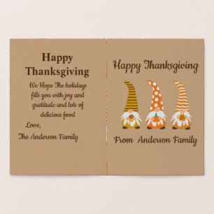 Dorée Bon thanksgiving Funny Gnomes Carte de vacances