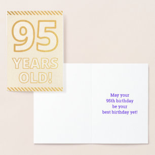 Dorée Carte d'anniversaire "95 ANS!" avec feuille d'or e