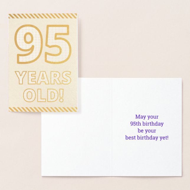 Dorée Carte d'anniversaire "95 ANS!" avec feuille d'or e (Affichage)