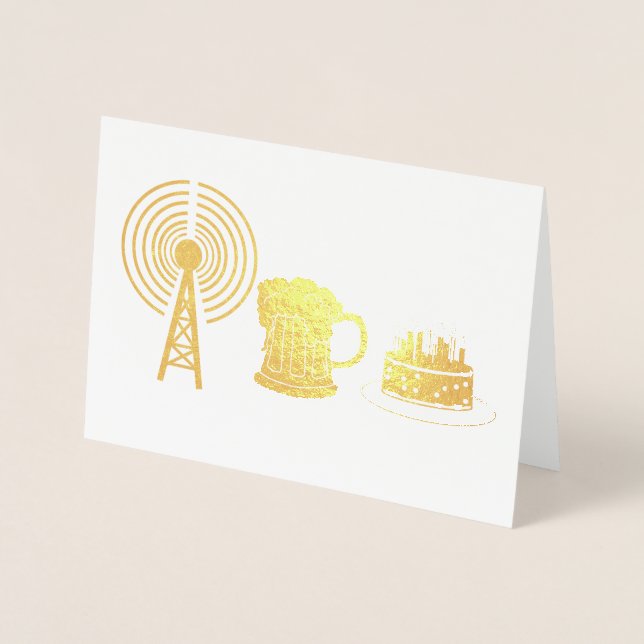 Dorée Carte d'anniversaire de la radio de jambon doré (Devant)