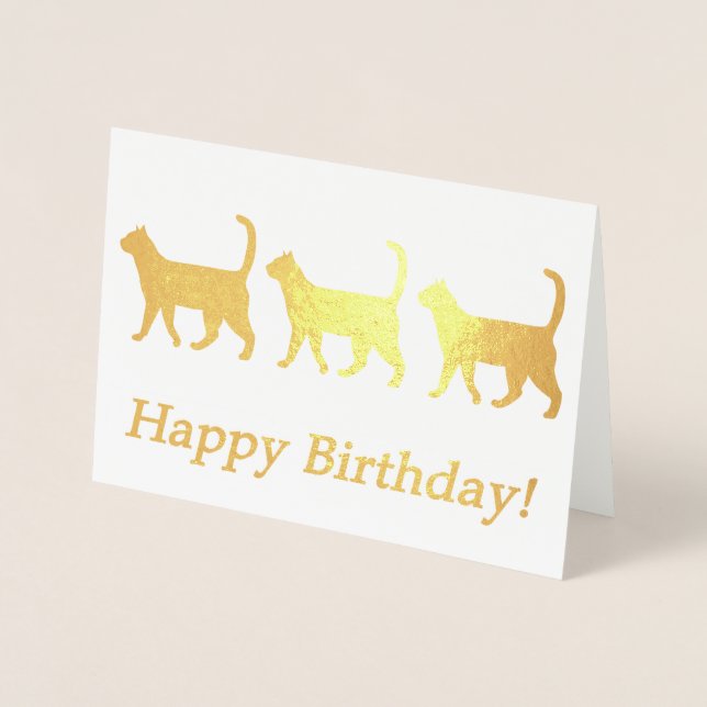 Dorée Carte d'anniversaire des chats mignons (Devant)