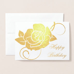 Dorée Carte d'anniversaire Rose