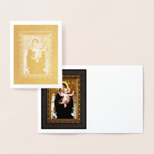 Dorée Carte de billets de vacances Madonna et Child Gold