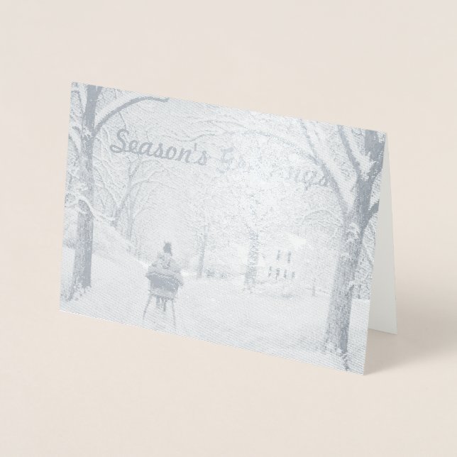 Dorée Carte de Bonnes Fêtes dans les bois (Devant)