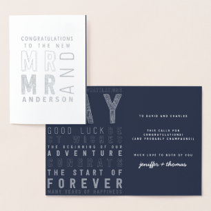 Dorée Carte de félicitations de mariage avec typographie