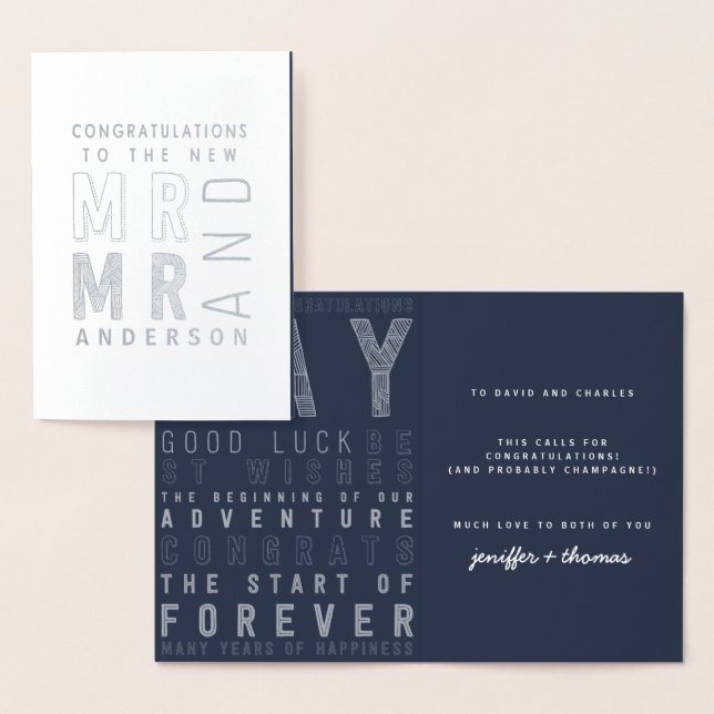 Dorée Carte de félicitations de mariage avec typographie (Affichage)