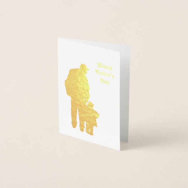 Dorée Carte de Fête des pères Papa 'n' Kiddo Silhouette  (Devant)