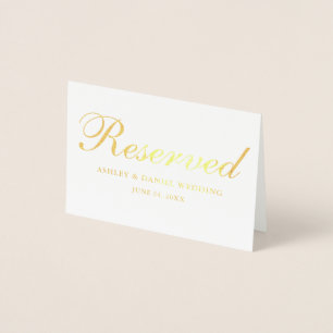 Dorée Carte de Mariage de date Gold Foil Réservé
