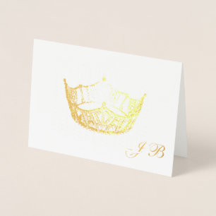 Dorée Carte de monogramme de la Couronne Gold Foil Miss 
