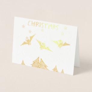 Dorée Carte de Noël à thème Goth avec des chauves-souris