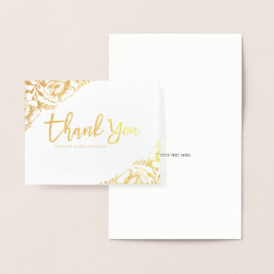 Dorée Carte de remerciement de mariage en feuille d'or F
