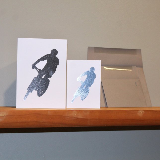 Dorée Carte de silhouette VTT (Two sizes of Mountain Biking Silhouette foil cards.)