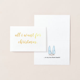 Dorée Carte de vacances "Tout ce que je veux pour Noël"