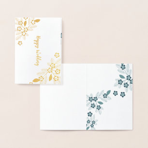 Dorée Carte de voeux mariage Elégant motif floral