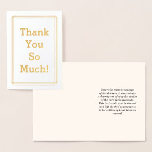 Dorée Carte de vœux "Merci beaucoup !"