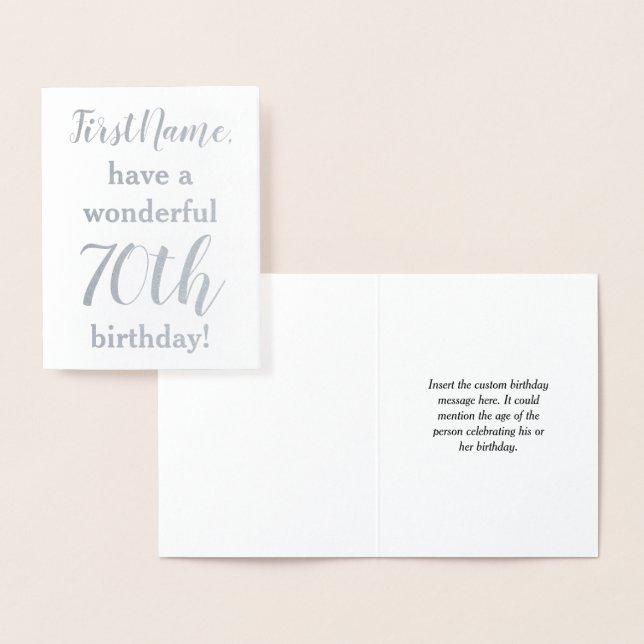 Dorée Carte de voeux simple Silver Foil 70e anniversaire (Affichage)