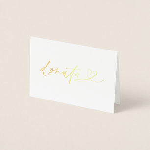 Dorée Carte d'étiquette de nourriture en donuts en feuil