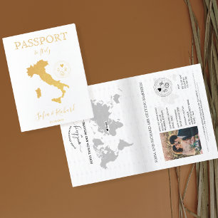 Dorée Carte du monde du passeport de destination mariage