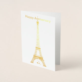 Dorée Carte Foil Tour Eiffel Paris Joyeux Anniversaire