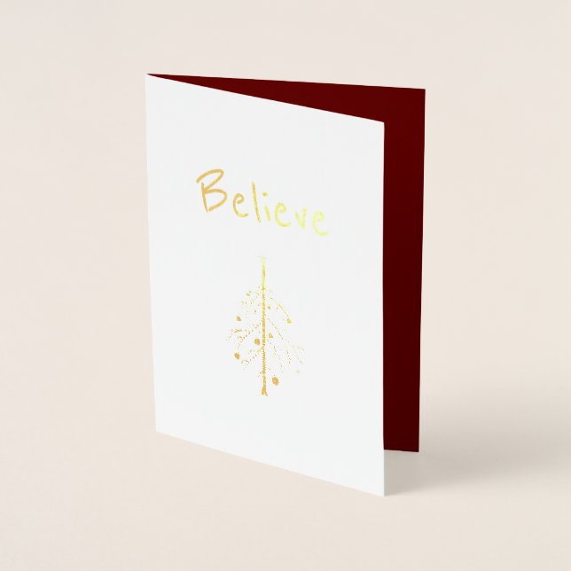 Dorée Carte Gold Foil Believe Christmas Tree (Devant)